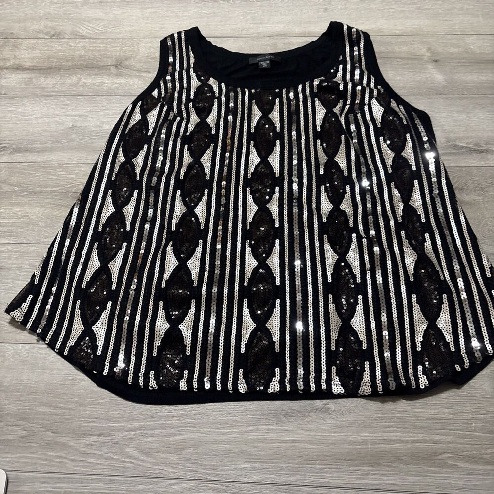 Karen Kane Women's Plus Size 2X Lined Sequin Tank Dressy Black Bronze Gatsby